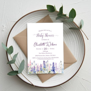 Waterverf Kleurrijke Lupine Bloemen Baby Shower Kaart