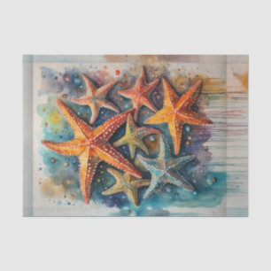 Waterverf Kleurrijke Nautische Zeester Decoupage Tissuepapier