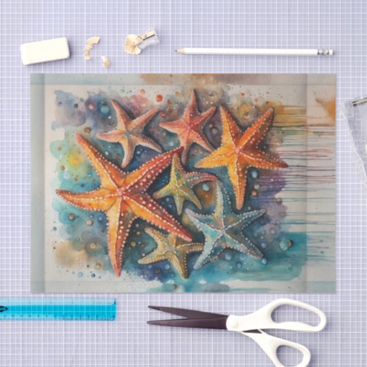 Waterverf Kleurrijke Nautische Zeester Decoupage Tissuepapier (Craft)