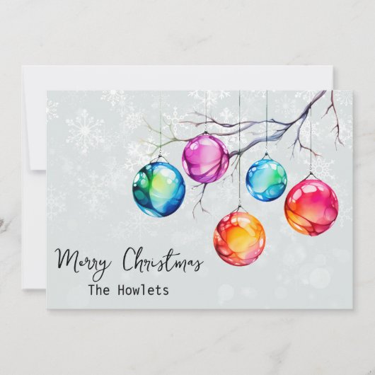 Waterverf Kleurrijke Neon Kerst Feestdagenkaart (Voorkant)