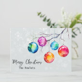 Waterverf Kleurrijke Neon Kerst Feestdagenkaart (Staand voorkant)