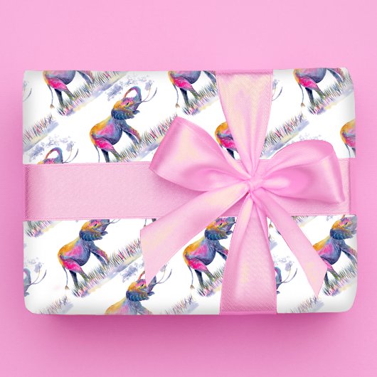 Waterverf kleurrijke olifanten cadeaupapier