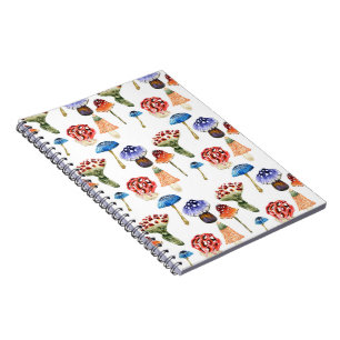 Waterverf kleurrijke paddenstoelen notitieboek