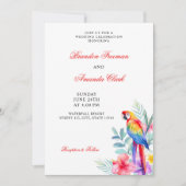 Waterverf Kleurrijke Parrot Floral Wedding Kaart (Voorkant)