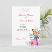 Waterverf Kleurrijke Parrot Floral Wedding Kaart (Staand voorkant)