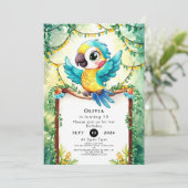 Waterverf Kleurrijke Parrot Verjaardag Kaart (Staand voorkant)