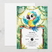 Waterverf Kleurrijke Parrot Verjaardag Kaart (Voorkant / Achterkant)