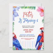 Waterverf Kleurrijke Parrot Verjaardag Kaart (Voorkant)