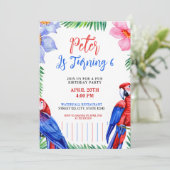 Waterverf Kleurrijke Parrot Verjaardag Kaart (Staand voorkant)