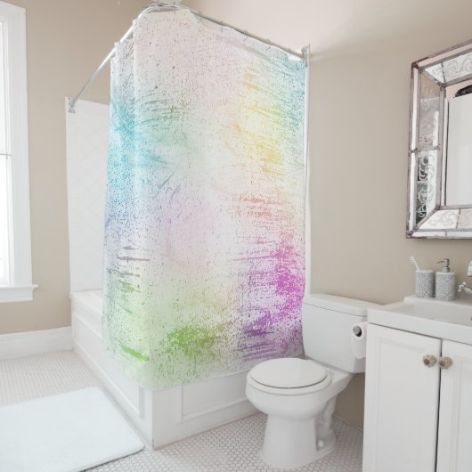 Waterverf kleurrijke pasta douchegordijn (In situ)