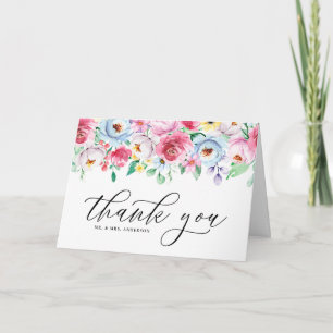 Waterverf Kleurrijke pasta Floral Garland Wedding Bedankkaart