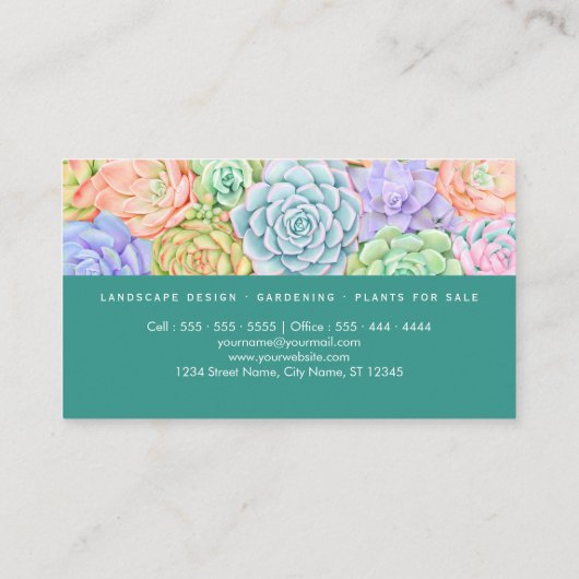 Waterverf kleurrijke pasteelvormer visitekaartje (Achterkant)