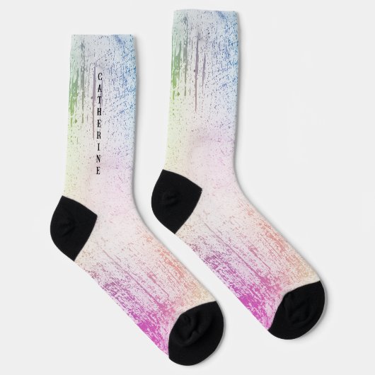Waterverf Kleurrijke Pastel I Monogram Sokken (Rechts)