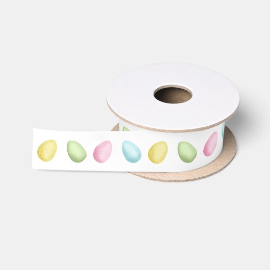 Waterverf Kleurrijke Pastel Paaseieren Satijnen Lint (Spoel)