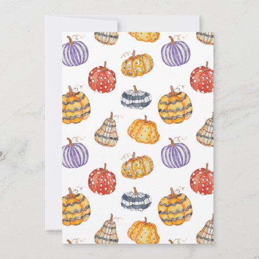 Waterverf Kleurrijke Patterned Pompoenen Kaart (Achterkant)
