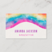 Waterverf Kleurrijke Rainbow Kinderopvang Babysitt Visitekaartje (Voorkant)