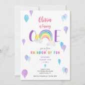Waterverf Kleurrijke Rainbow ONE Eerste Verjaardag Kaart (Voorkant)