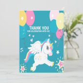 Waterverf Kleurrijke Regenboog Eenhoorn meisje Ver Bedankkaart (Staand voorkant)