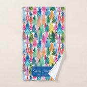 Waterverf kleurrijke regenboog kerstbomen bad handdoek (Handdoek)