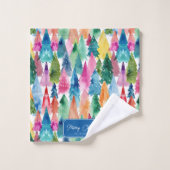 Waterverf kleurrijke regenboog kerstbomen bad handdoek (Wasdoekje)
