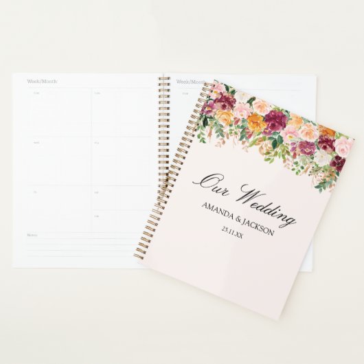 Waterverf Kleurrijke Roos Flower Garden Wedding Planner (Display)