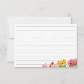 Waterverf Kleurrijke Roze Bloemen Recept Kaart (Achterkant)