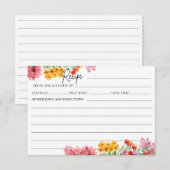 Waterverf Kleurrijke Roze Bloemen Recept Kaart (Voorkant / Achterkant)