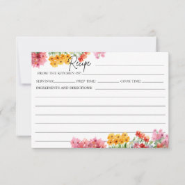 Waterverf Kleurrijke Roze Bloemen Recept Kaart