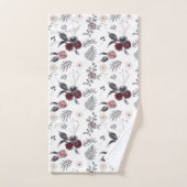 Waterverf Kleurrijke Rozen Grijze bladeren Bad Handdoek (Handdoek)