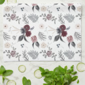 Waterverf Kleurrijke Rozen Grijze bladeren Theedoek (Gevouwen)