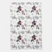 Waterverf Kleurrijke Rozen Grijze bladeren Theedoek (Verticaal)