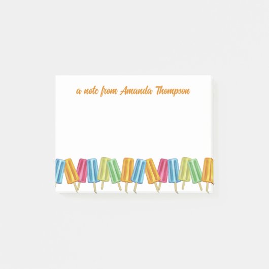 Waterverf Kleurrijke Schattigee Popsicles Custom Post-it® Notes (Voorkant)