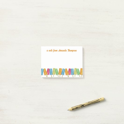 Waterverf Kleurrijke Schattigee Popsicles Custom Post-it® Notes (Op bureau)