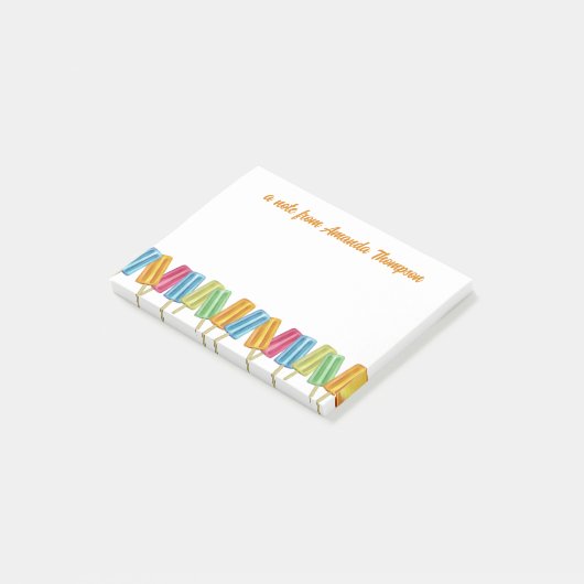 Waterverf Kleurrijke Schattigee Popsicles Custom Post-it® Notes (Schuin)