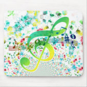 Waterverf Kleurrijke Stippen en Groene Treble Clef Muismat (Voorkant)