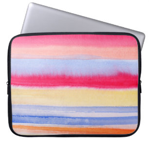 Waterverf kleurrijke strepen.stripe,waterverf,aqua laptop sleeve