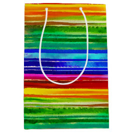 Waterverf kleurrijke stripes moderne regenboog medium cadeauzakje