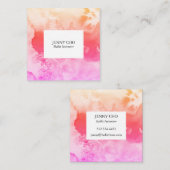 Waterverf kleurrijke tekensroze vierkante visitekaartje (Voorkant / Achterkant)