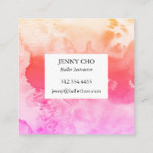 Waterverf kleurrijke tekensroze vierkante visitekaartje (Achterkant)