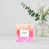 Waterverf kleurrijke tekensroze vierkante visitekaartje (Staand voorkant)