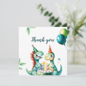 Waterverf Kleurrijke Trex Dinosaurus 1e Verjaardag Bedankkaart (Staand voorkant)