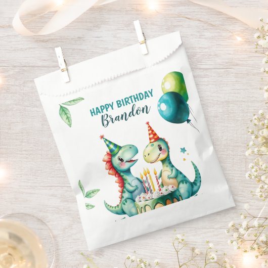 Waterverf Kleurrijke Trex Dinosaurus 1e Verjaardag Bedankzakje (Geknipt)