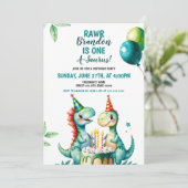 Waterverf Kleurrijke Trex Dinosaurus 1e Verjaardag Kaart (Staand voorkant)