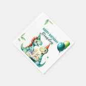 Waterverf Kleurrijke Trex Dinosaurus 1e Verjaardag Servet (Hoek)