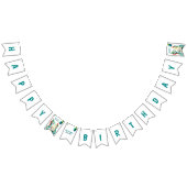 Waterverf Kleurrijke Trex Dinosaurus 1e Verjaardag Vlaggetjes (Alle)