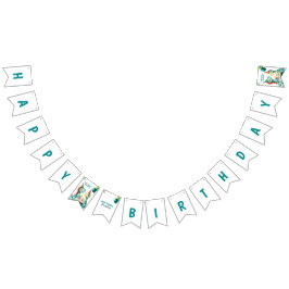 Waterverf Kleurrijke Trex Dinosaurus 1e Verjaardag Vlaggetjes