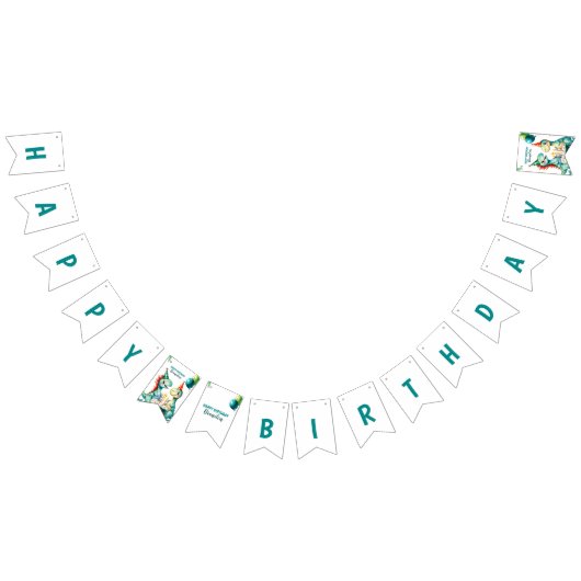 Waterverf Kleurrijke Trex Dinosaurus 1e Verjaardag Vlaggetjes (Alle)