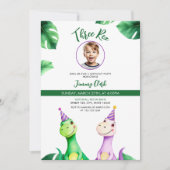 Waterverf Kleurrijke Trex Kinder Foto Verjaardag Kaart (Voorkant)