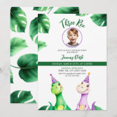 Waterverf Kleurrijke Trex Kinder Foto Verjaardag Kaart (Voorkant / Achterkant)