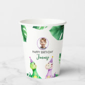 Waterverf Kleurrijke Trex Kinder Foto Verjaardag Papieren Bekers (Achterkant)